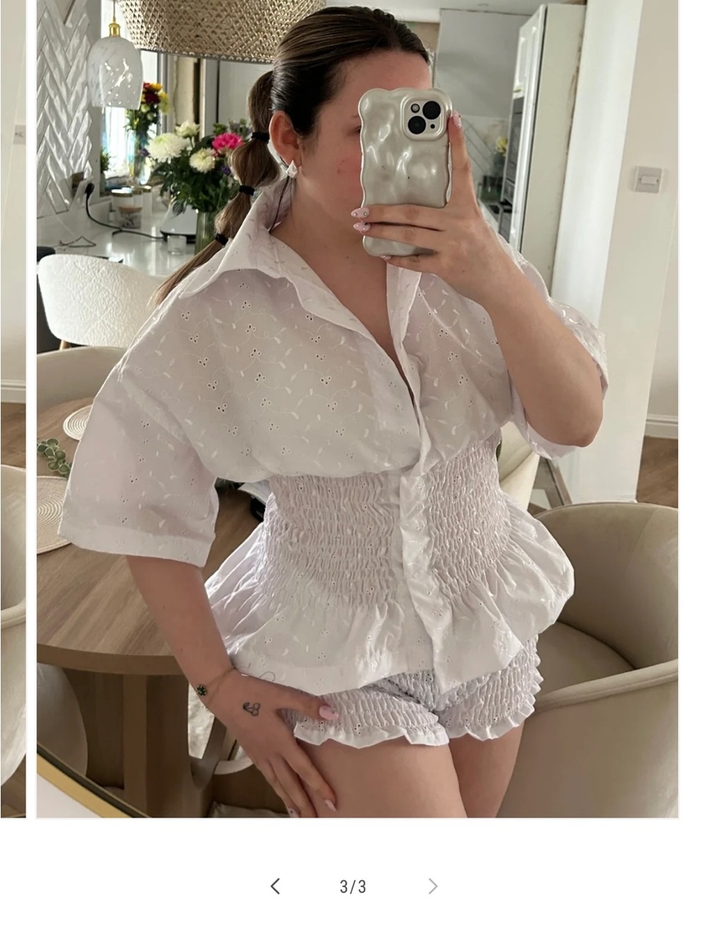 Fifth house muse label Smocked Waist White Eyelet Blouse - Women